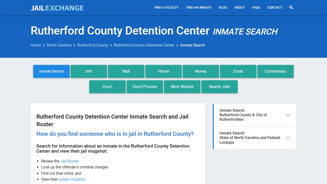 Rutherford County Detention Center Inmate Search - Jail Exchange